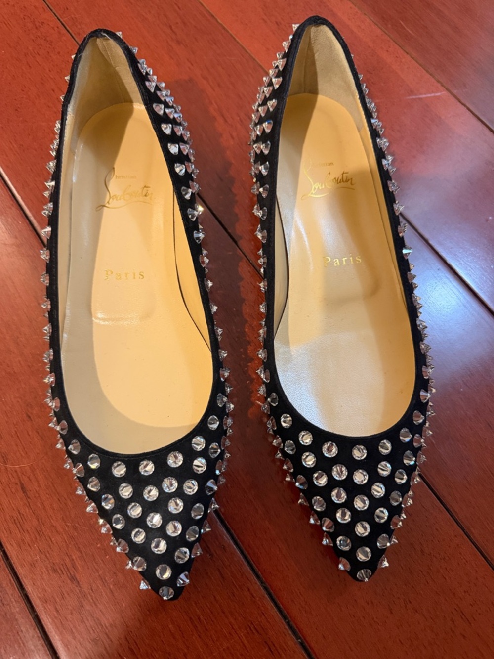 Christian Louboutin Krystalic Flat Suede/Cryatal Spikes
